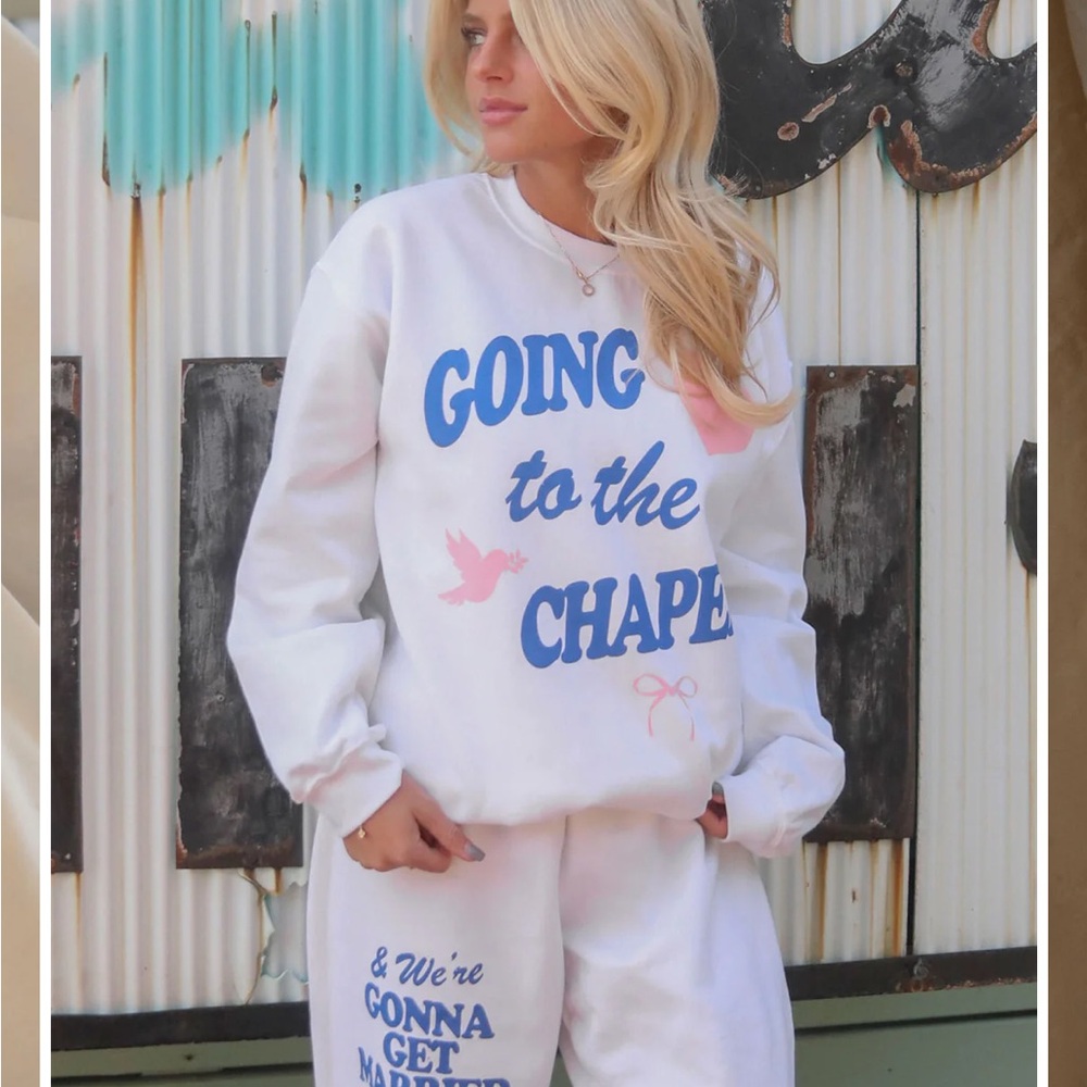 FRIDAY + SATURDAY: GOING TO THE CHAPEL SWEATSHIRT free sweatpants included